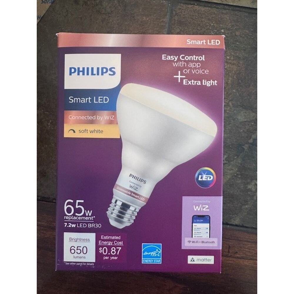 Philips Smart Light Bulbs Wi-Fi LED 65W Replacement Tunable White, Pack of 4